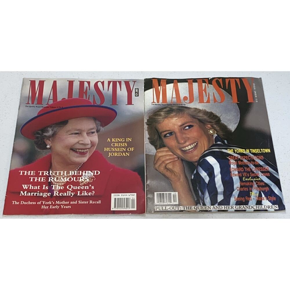 Vintage Majesty Magazine Lot Of‎ 2 Princess Diana Queen Elizabeth 1988 1991